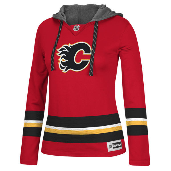 NHL Calgary Flames Red Women Custom Any Name Number Hoodie