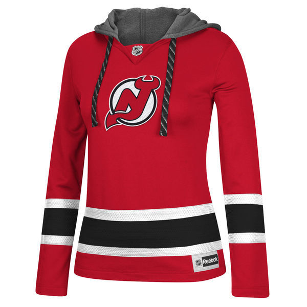 NHL New Jersey Devils Red Women Custom Any Name Number Hoodie