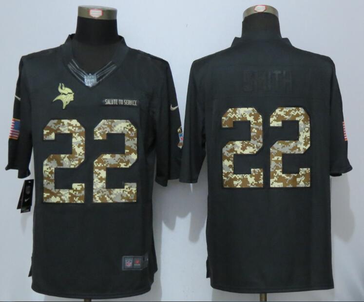New Nike Minnesota Vikings 22 Smith Anthracite Salute To Service Limited Jersey  