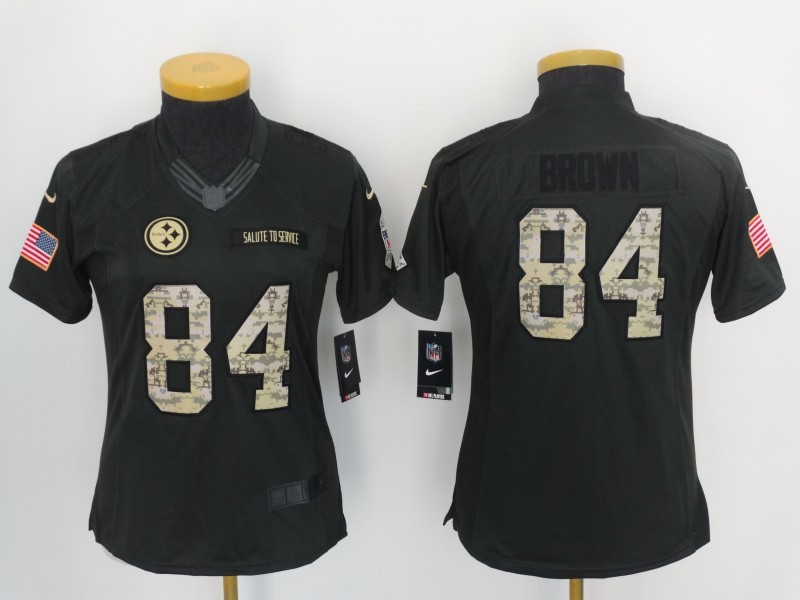 NFL Pittsburgh Steelers #84 Brown Salute to Service Women Jersey