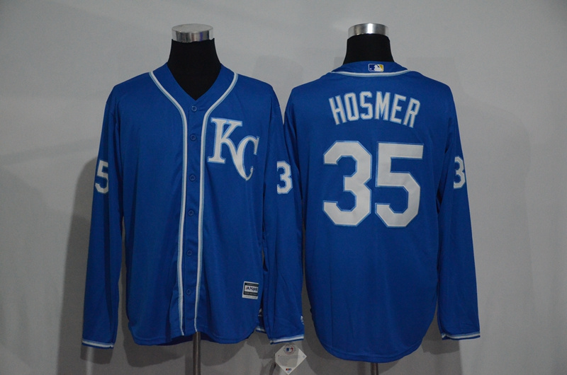 MLB Kansas City Royals #35 Hosmer Blue Long Sleeve Jersey
