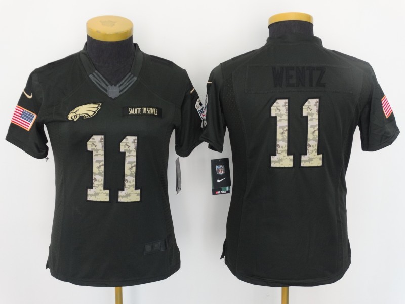 NFL Philadelphia Eagles #11 Wentz Salute to Service Women Jersey