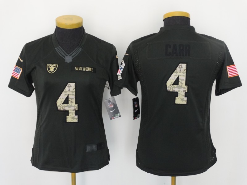 NFL Oakland Raiders #4 Carr Salute to Service Women Jersey