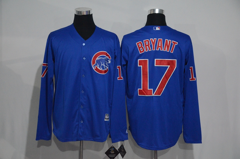 MLB Chicago Cubs #17 Bryant Blue Long Sleeve Jersey