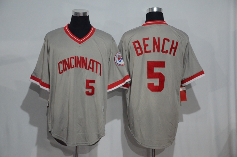 MLB Cincinnati Reds #5 Bench Grey Pullover Jersey