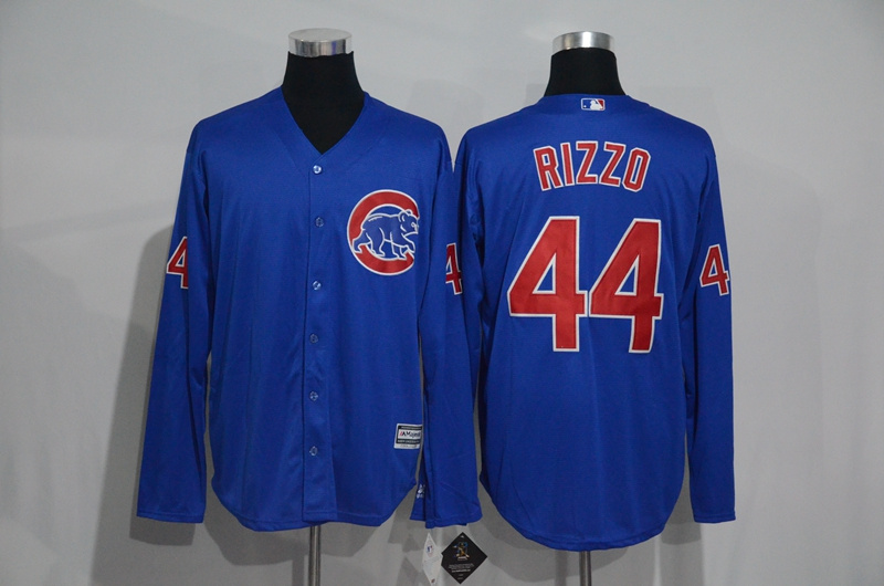 MLB Chicago Cubs #44 Rizzo Blue Long Sleeve Jersey