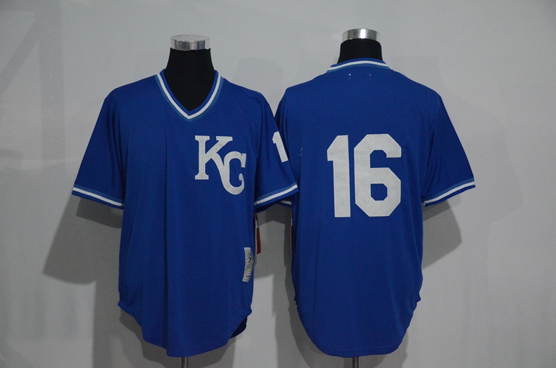 MLB Kansas City Royals #16 Pullover Blue Throwback Jersey