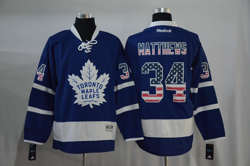 NHL Toronto Maple Leafs #34 Matthews Blue Flag Jersey
