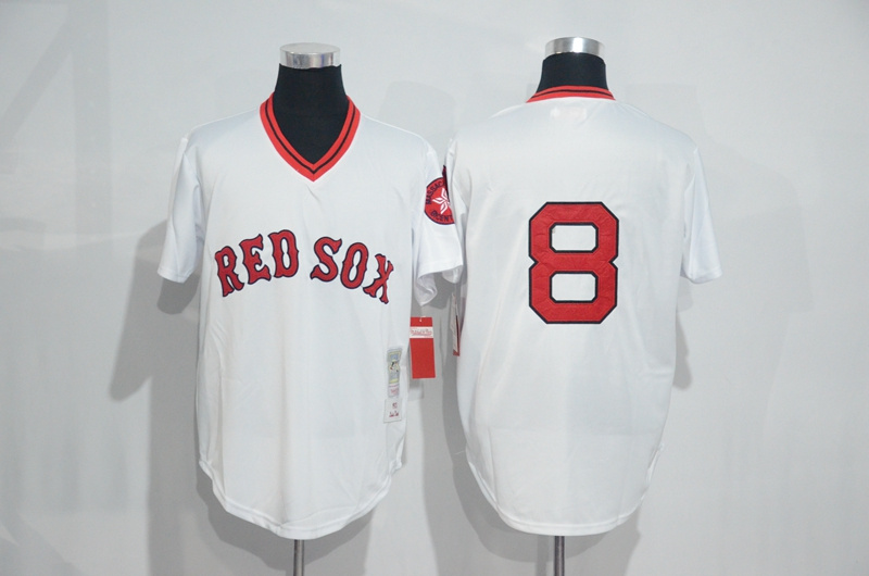 MLB Boston Red Sox #8 White Throwback Pullover Jersey