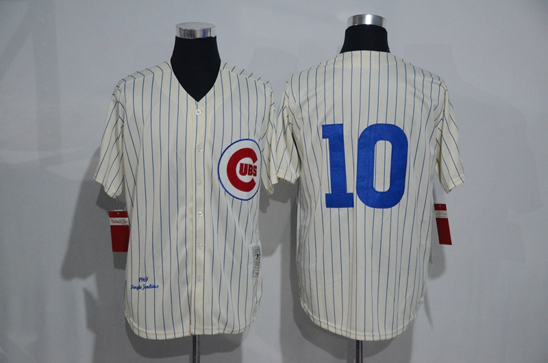 MLB Chicago Cubs #10 Cream Throwback Jersey