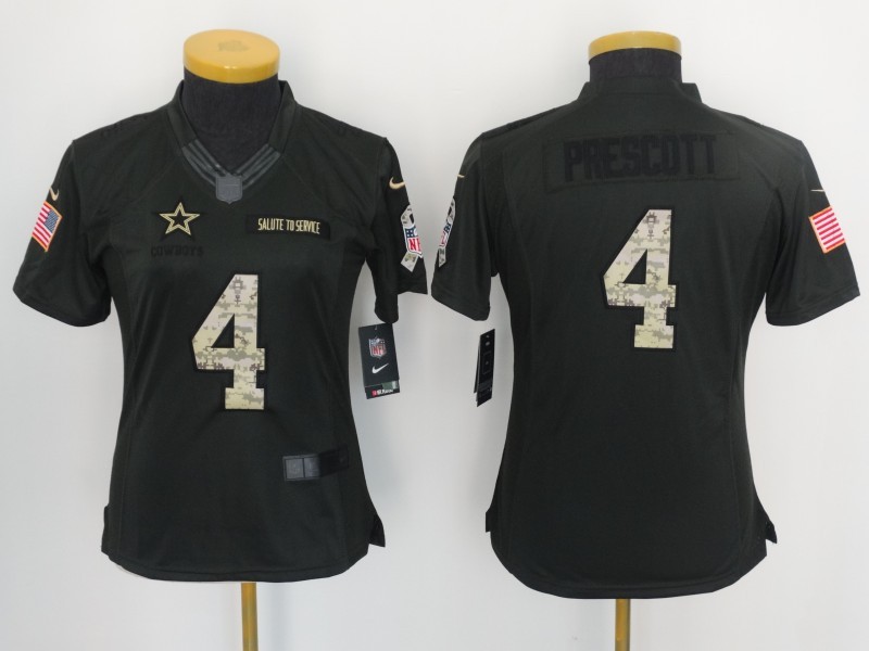 NFL Dallas Cowboys #4 Prescott Salute to Service Women Jersey