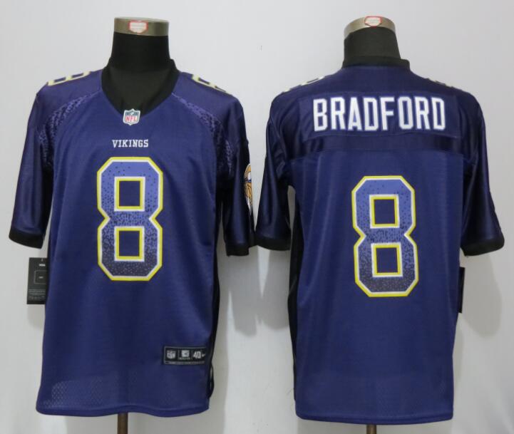 NEW Nike Dallas Vikings 8 Bradford Drift Fashion Purple Elite Jerseys  