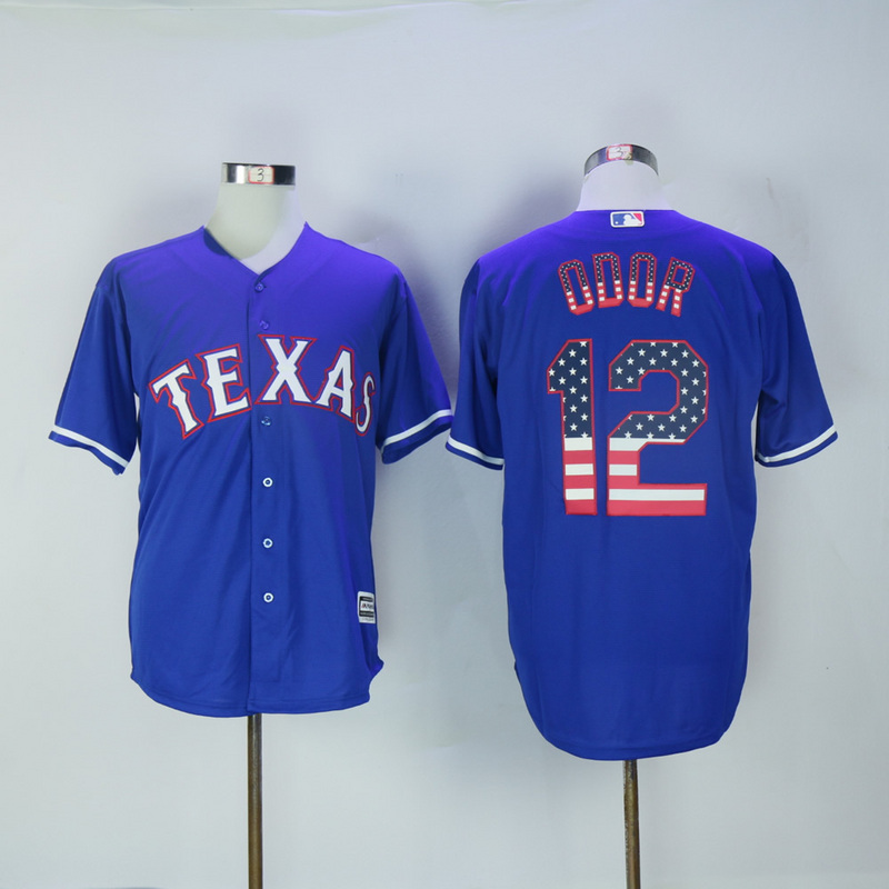 MLB Texas Rangers #12 Odor Blue USA Flag Jersey