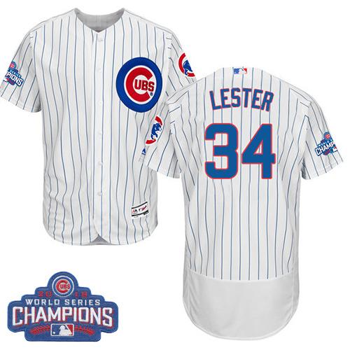 MLB Chicao Cubs #34 Jon Lester White 2016 World Series Champions Jersey