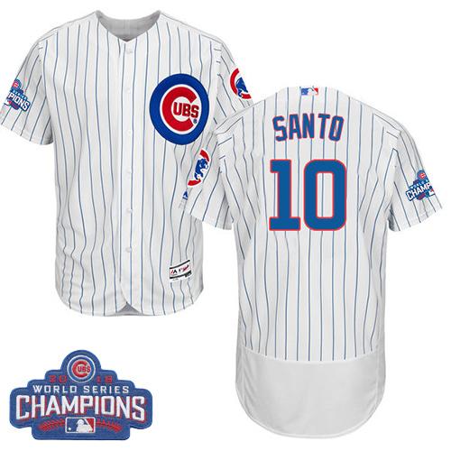 MLB Chicao Cubs #10 Ron Santo White 2016 World Series Champions Jersey