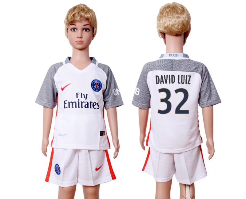 2016 Soccer Paris Saint-Germain #32 David Luiz Away Kids Jersey