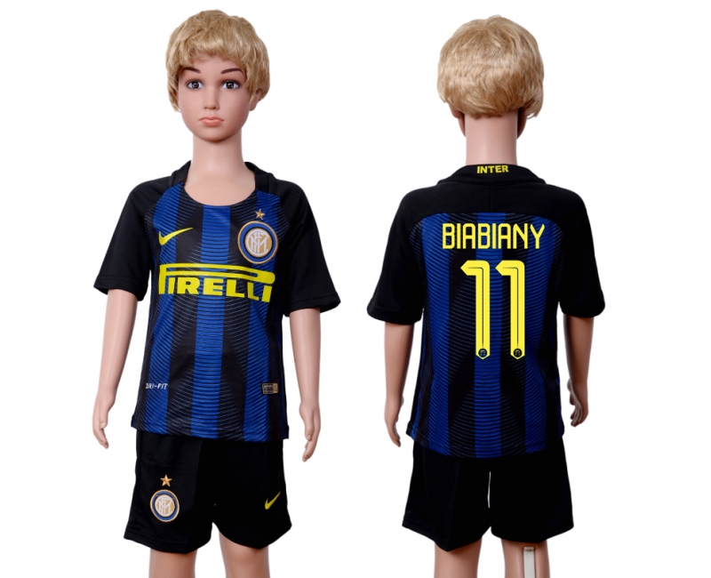 2016 Soccer Club Inter Milan #11 Biabiany Away Kids Jersey