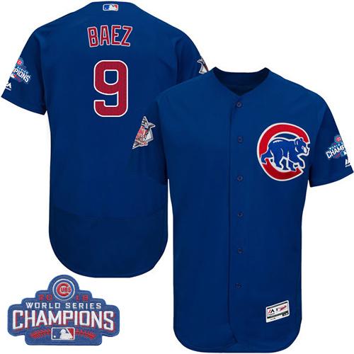 MLB Chicao Cubs #9 Javier Baez Contreras Blue 2016 World Series Champions Jersey