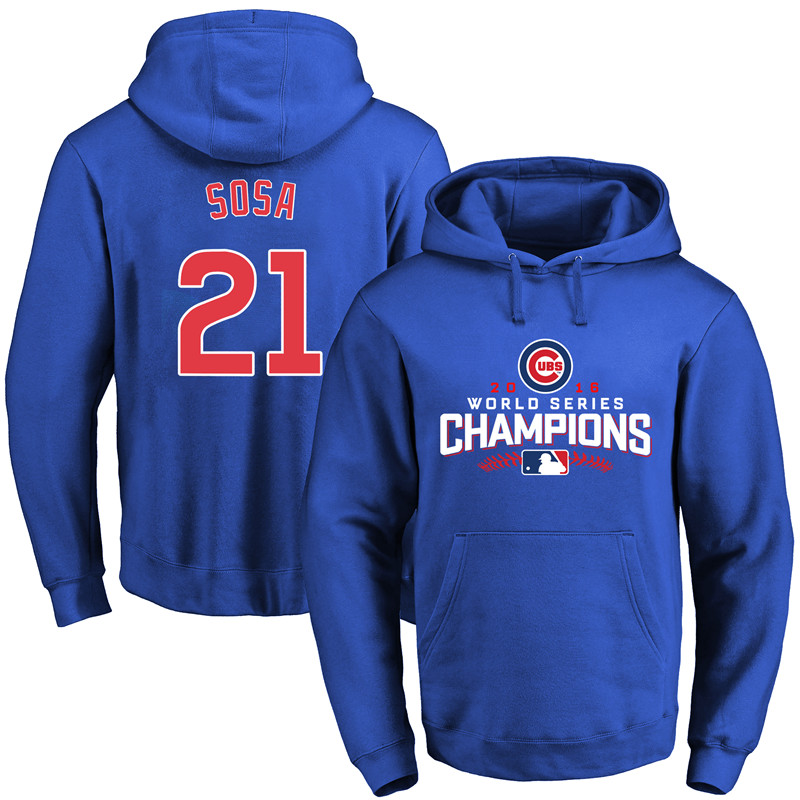 MLB Chicago Cubs #21 Sosa Blue Color 2016 World Series Champion Hoodie