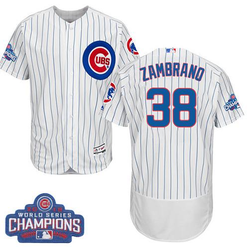 MLB Chicao Cubs #38 Carlos Zambrano White 2016 World Series Champions Jersey