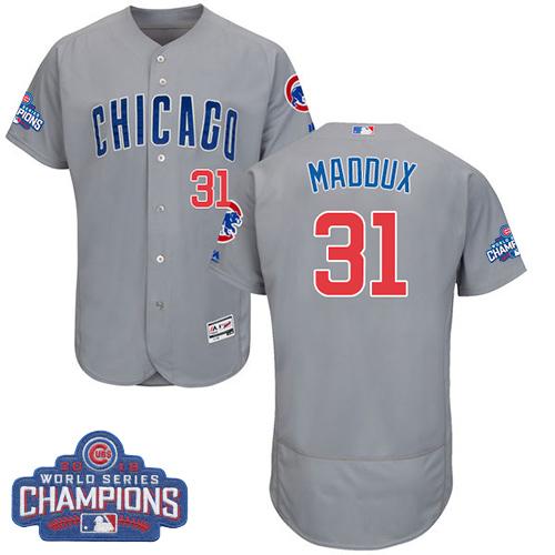 MLB Chicao Cubs #31 Greg Maddux Grey Road 2016 World Series Champions Jersey