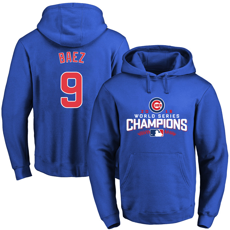 MLB Chicago Cubs #9 Baez Blue Color 2016 World Series Champion Hoodie