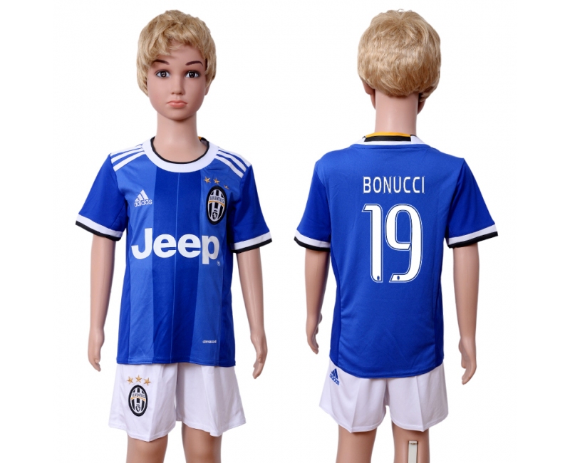 2016 Soccer Juventus #19 Bonucci Away Kids Jersey