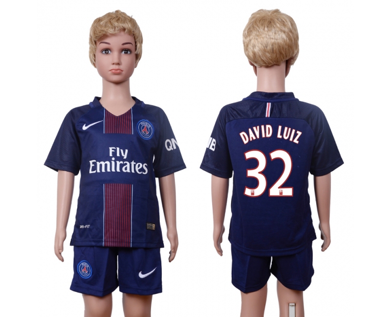 2016 Soccer Paris Saint-Germain #32 David Luiz Home Kids Jersey