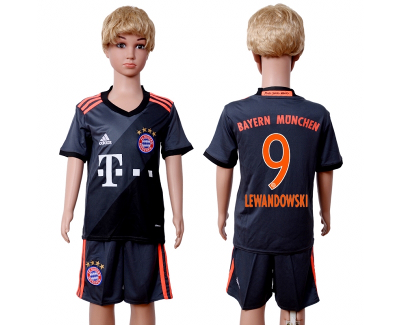 2016 Soccer Bayern Munich #9 Lewandowski Away Kids Jersey