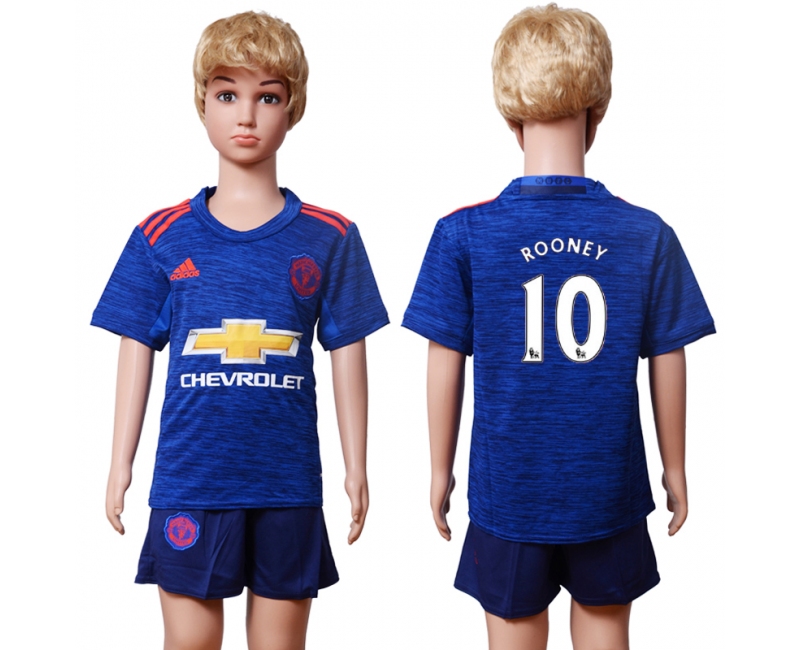 2016 Soocer Club Man Utd. #10 Rooney Away Kids Jersey