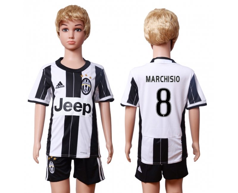 2016 Soccer Juventus #8 Marchisio Home Kids Jersey