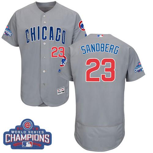 MLB Chicao Cubs #23 Ryne Sandberg Grey Road 2016 World Series Champions Jersey