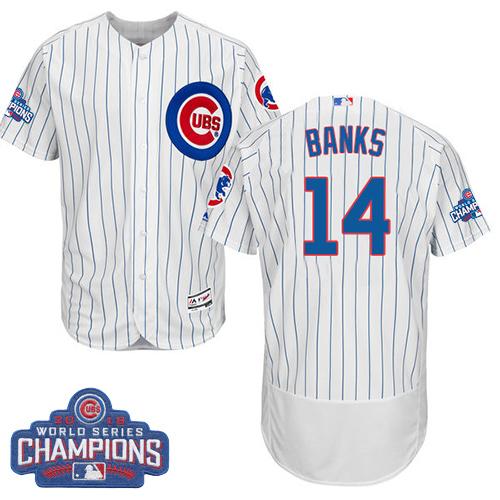 MLB Chicao Cubs #14 Ernie Banks White 2016 World Series Champions Jersey