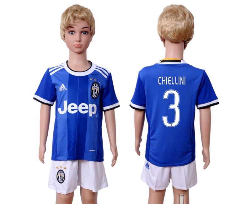 2016 Soccer Juventus #3 Chiellini Away Kids Jersey