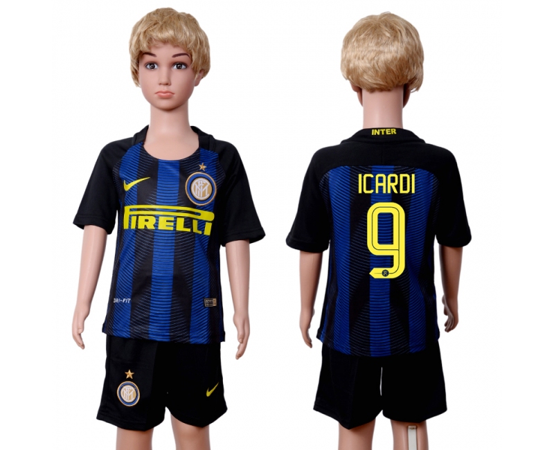 2016 Soccer Club Inter Milan #9 Icardi Away Kids Jersey