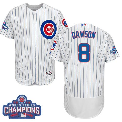 MLB Chicao Cubs #8 Andre Dawson White 2016 World Series Champions Jersey