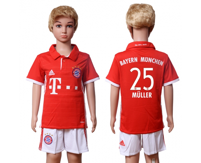 2016 Soccer Bayern Munich #25 Muller Home Kids Jersey