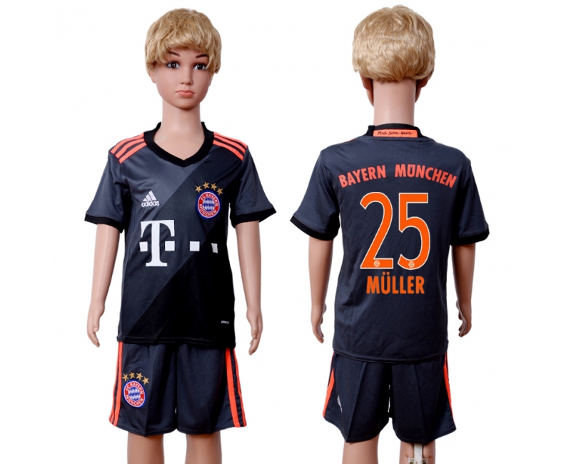 2016 Soccer Bayern Munich #25 Muller Away Kids Jersey