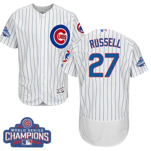 MLB Chicao Cubs #27 Addison Russell White 2016 World Series Champions Jersey