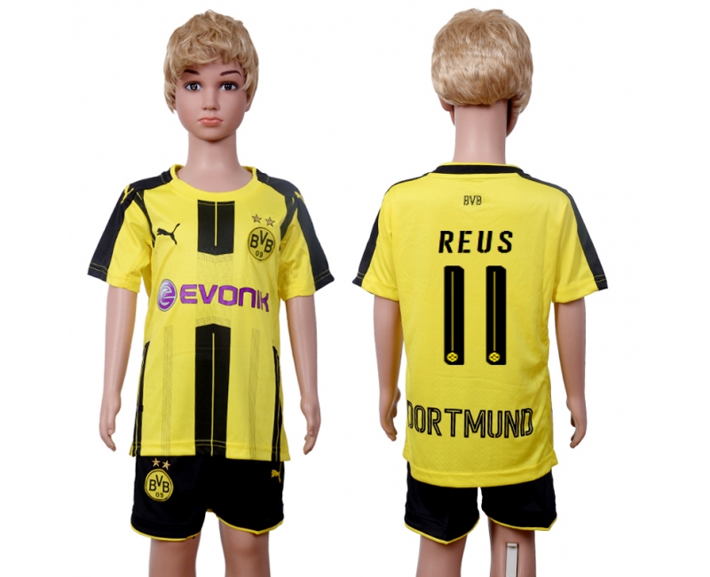 2016 Soccer Club Dortmund #11 Reus Home Kids Jersey