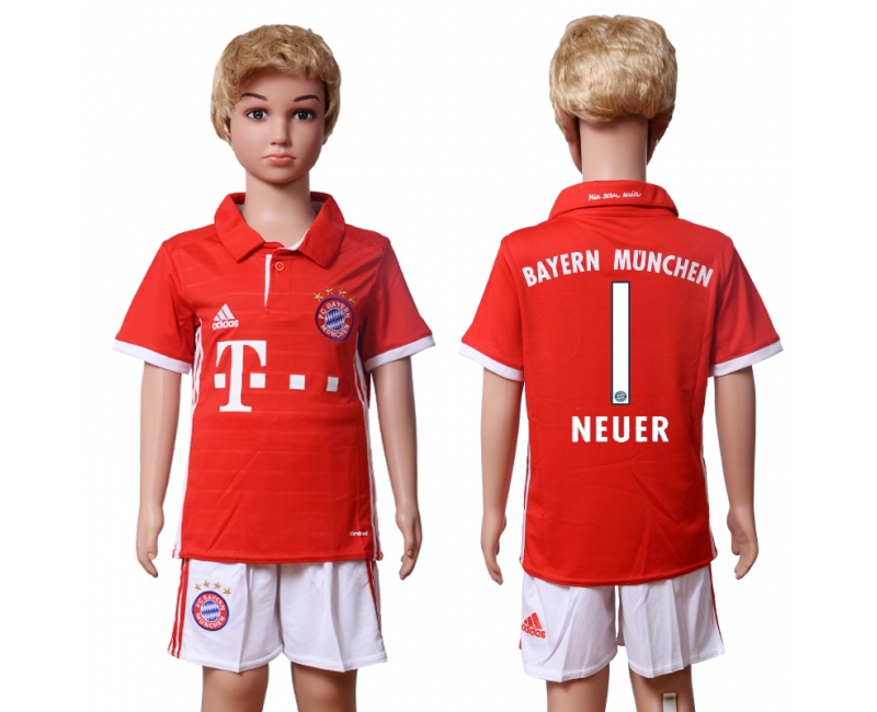 2016 Soccer Bayern Munich #1 Neuer Home Kids Jersey