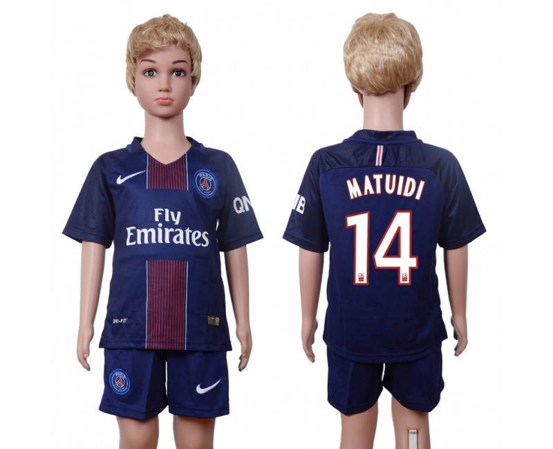 2016 Soccer Paris Saint-Germain #14 Matuidi Away Kids Jersey