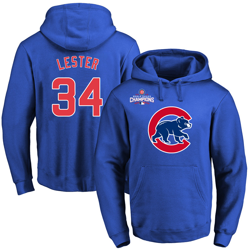 MLB Chicago Cubs #34 Lester Blue 2016 World Series Champion Hoodie