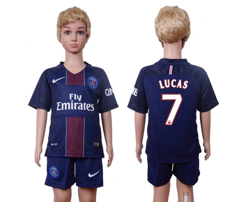 2016 Soccer Paris Saint-Germain #7 Lucas Away Kids Jersey