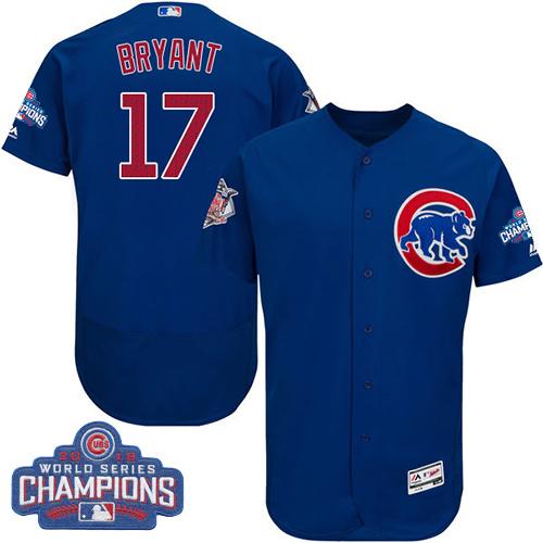 MLB Chicao Cubs #17 Kris Bryant Contreras Blue 2016 World Series Champions Jersey