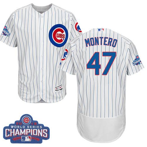 MLB Chicao Cubs #47 Miguel Montero White 2016 World Series Champions Jersey