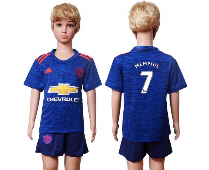 2016 Soocer Club Man Utd. #7 Memphis Away Kids Jersey