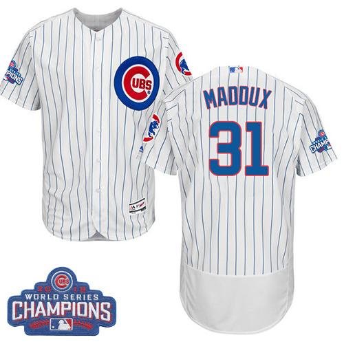 MLB Chicao Cubs #31 Greg Maddux White 2016 World Series Champions Jersey