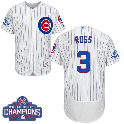 MLB Chicao Cubs #3 David Ross White 2016 World Series Champions Jersey