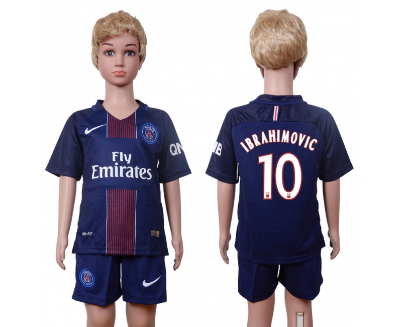 2016 Soccer Paris Saint-Germain #10 Ibrahimovic Away Kids Jersey